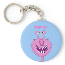Smiling Pink Cute Monster With Beard
