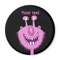 Smiling Pink Cute Monster With Beard
