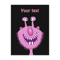 Smiling Pink Cute Monster With Beard