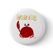 Smiling Red Crab Break A Leg Pins