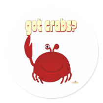 Smiling Red Crab Got Crabs Round Sticker