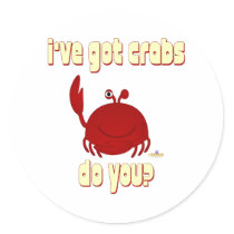 Smiling Red Crab I've Got Crabs Do You Round Stickers