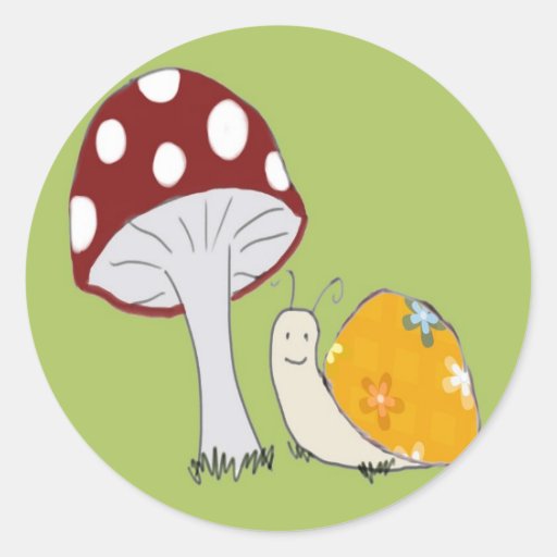 Smiling Snail by a Toadstool Stickers