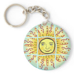Smiling Solar Sun Squares Keychain