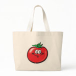 smiling tomato face tote bags
