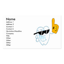 Smiling Tooth Cartoon Character Number One Business Card Template