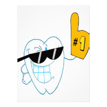 Smiling Tooth Cartoon Character Number One Personalized Invites