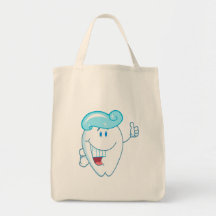 Smiling Tooth Cartoon Character With Toothpaste On Tote Bag