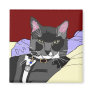 Smokey Cat Square Magnet