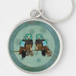 Smokey Rose Owls Snowflakes Keychain