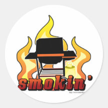 Smokin BBQ lover Round Stickers