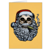 Smokin' Santa Skull Card