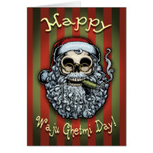 Smokin' Santa Skull Card