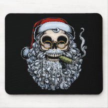 Smokin' Santa Skull Mouse Pad