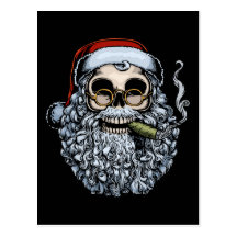 Smokin' Santa Skull Postcard