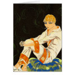 Smoking by S. Chompre, Art Deco Woman Greeting Cards