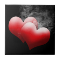 Smoking Red Hearts Tile tiles