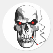 Smoking Skull Round Sticker