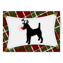 Smooth Fox Terrier Reindeer Christmas Card