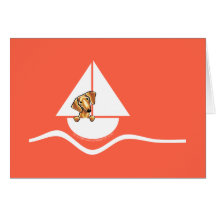 Smooth Red Dachshund Sailboat Red Greeting Cards