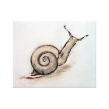 Snail original pastel zen drawing stretched canvas print