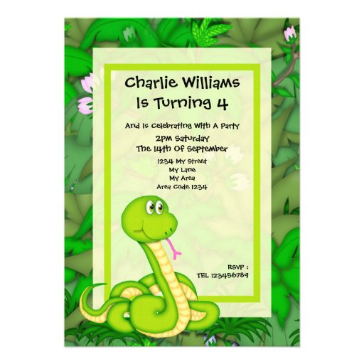 Snake Birthday Party Custom Announcements
