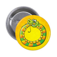 Snake Biting its own Tail Button