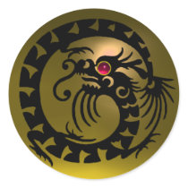SNAKE  DRAGON , black , yellow topaz,red ruby Stickers