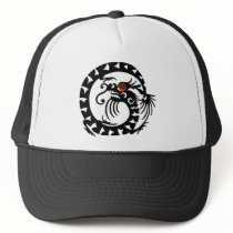 SNAKE DRAGON RUBY, black and white red Hat