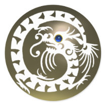 SNAKE DRAGON ,white ,blue sapphire ,grey agate Sticker