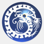 SNAKE DRAGON ,white ,blue sapphire Round Sticker