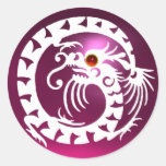 SNAKE  DRAGON , white, pink amethyst ,red ruby Round Stickers