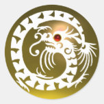SNAKE  DRAGON , white, yellow topaz,red ruby Round Stickers
