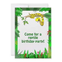 Snake in Tree Custom Reptile Birthday Invitations