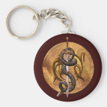Snake on a Sword Keychain
