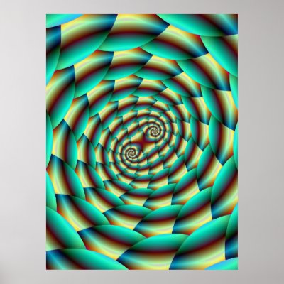 Snake Skin Spiral in Green and Yellow Poster