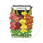 Snapdragon Vintage Seed Packet Round Stickers