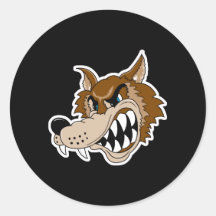 snarling brown wolf face sticker
