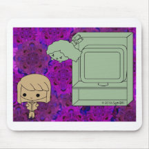 Sneak Attack (Brown and Green Girl, Purple Back) Mousepads