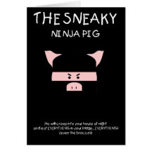 Sneaky Ninja Pig Greeting Card