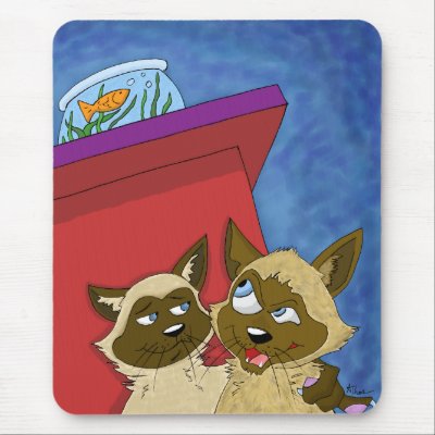 Sneaky Siamese Cats Mousepad by anwarart
