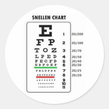 Snellen Chart (Generic Vision Chart) Round Stickers