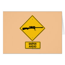 Sniper Ahead Warning Sign Card