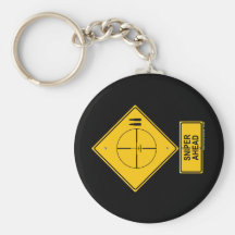 Sniper Ahead Warning Sign (Crosshairs) Keychain