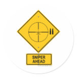 Sniper Ahead Warning Sign (Crosshairs) stickers