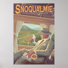 Snoqualmie Falls By Air, Washington Travel Poster
