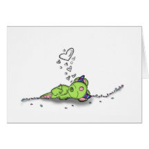 snoring hearts digital monster art card