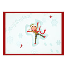 snow angel christmas greeting or invitation