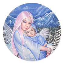 Snow Angels Round Sticker