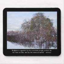 Snow, Bamboo and Trees with Seneca Quote Mousepad